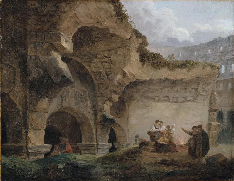 Hubert Robert Washerwomen in the Ruins of the Colosseum Norge oil painting art